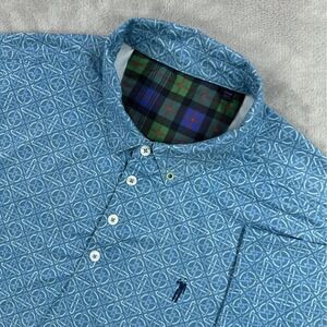 William Murray Polo Shirt Mens XL Blue Geometric Golf Performance Stretch Print